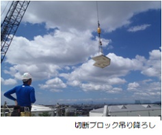 切断ブロック吊り降ろし